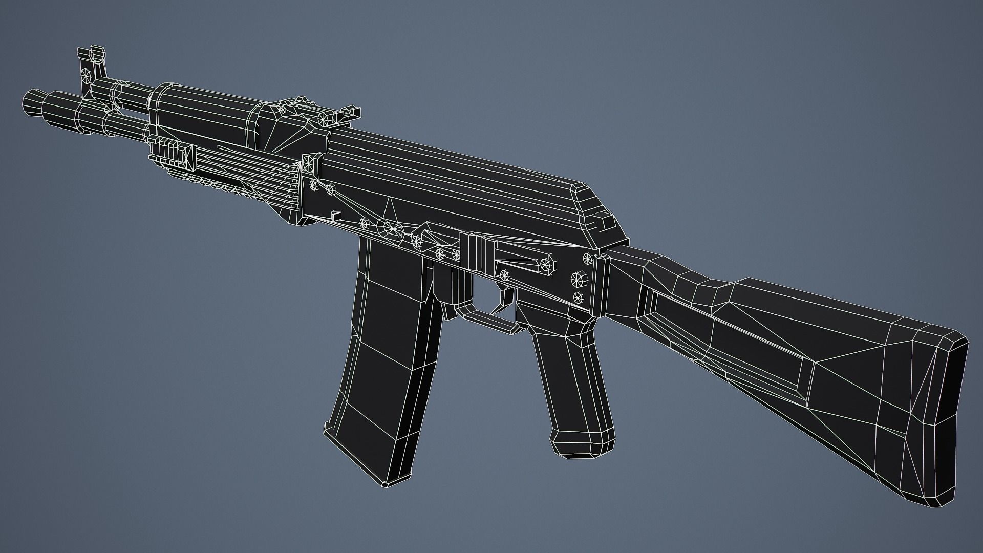 Stylized AK-102 Low Poly Game Ready Low-poly 3D model_14
