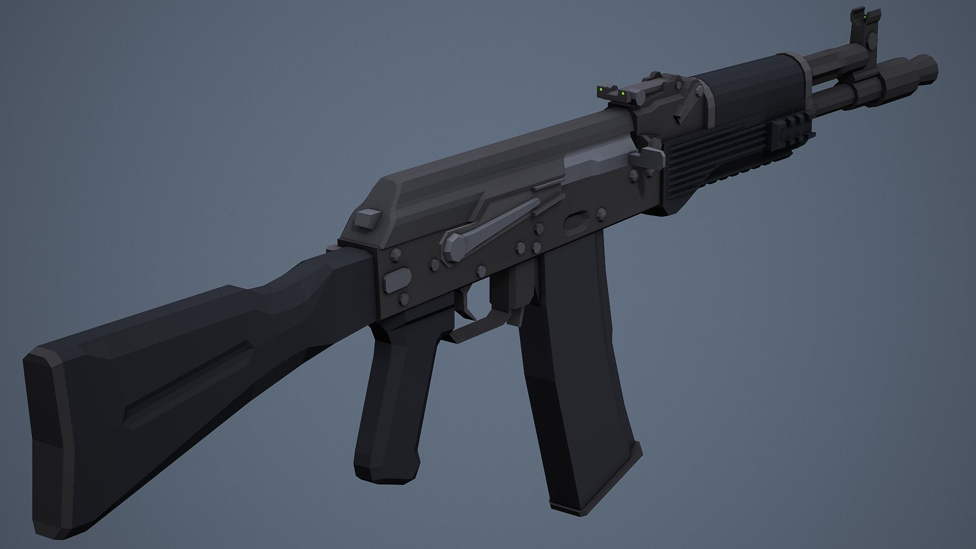 Stylized AK-102 Low Poly Game Ready Low-poly 3D model_1
