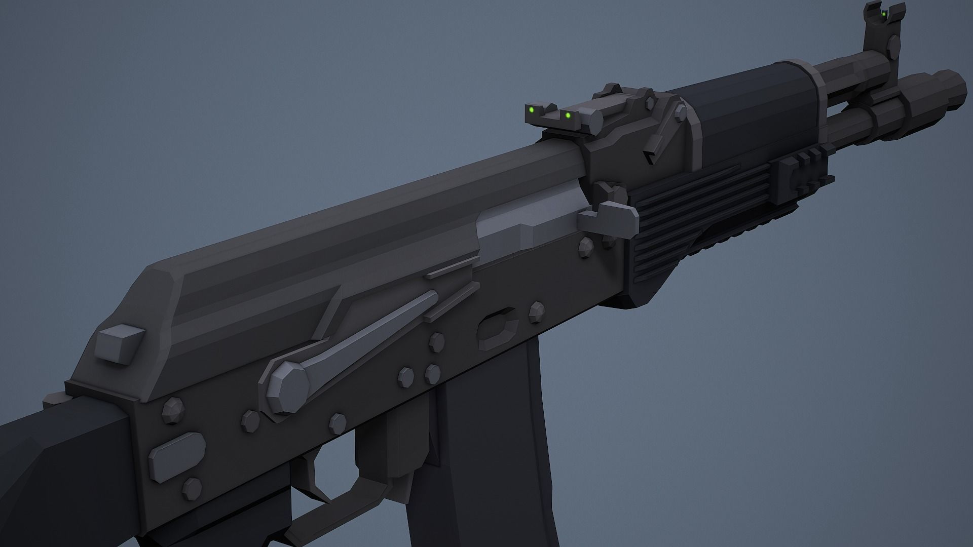 Stylized AK-102 Low Poly Game Ready Low-poly 3D model_11