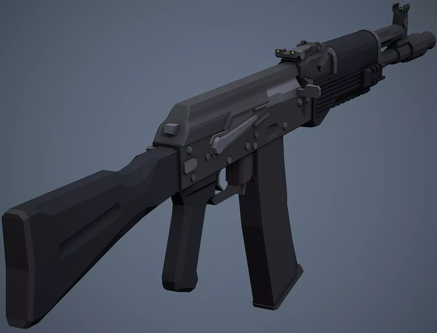Stylized AK-102 Low Poly Game Ready Low-poly 3D model_0