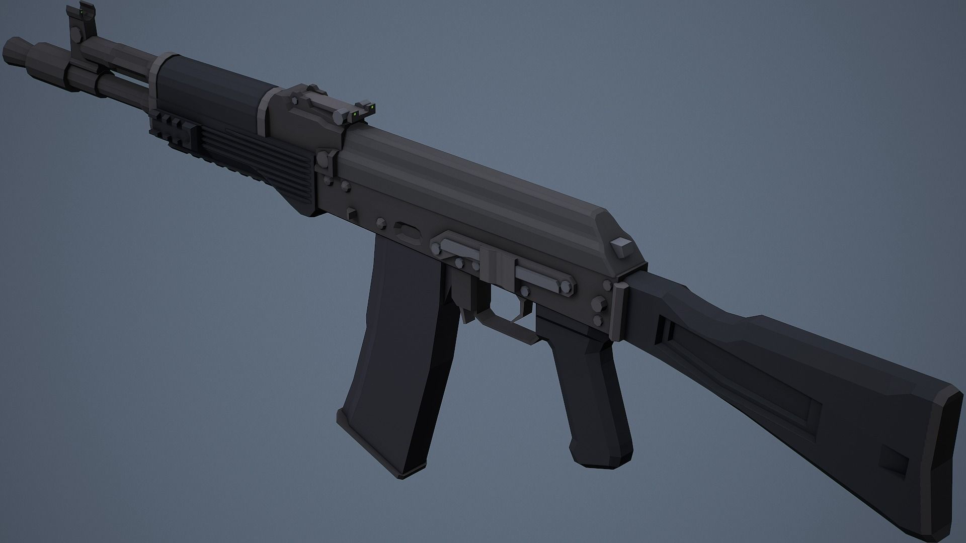 Stylized AK-102 Low Poly Game Ready Low-poly 3D model_5