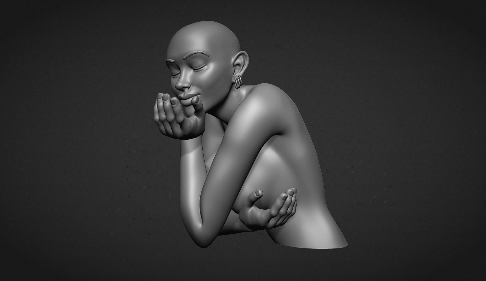 Woman Sculpture Necklace Display 3D print model_12