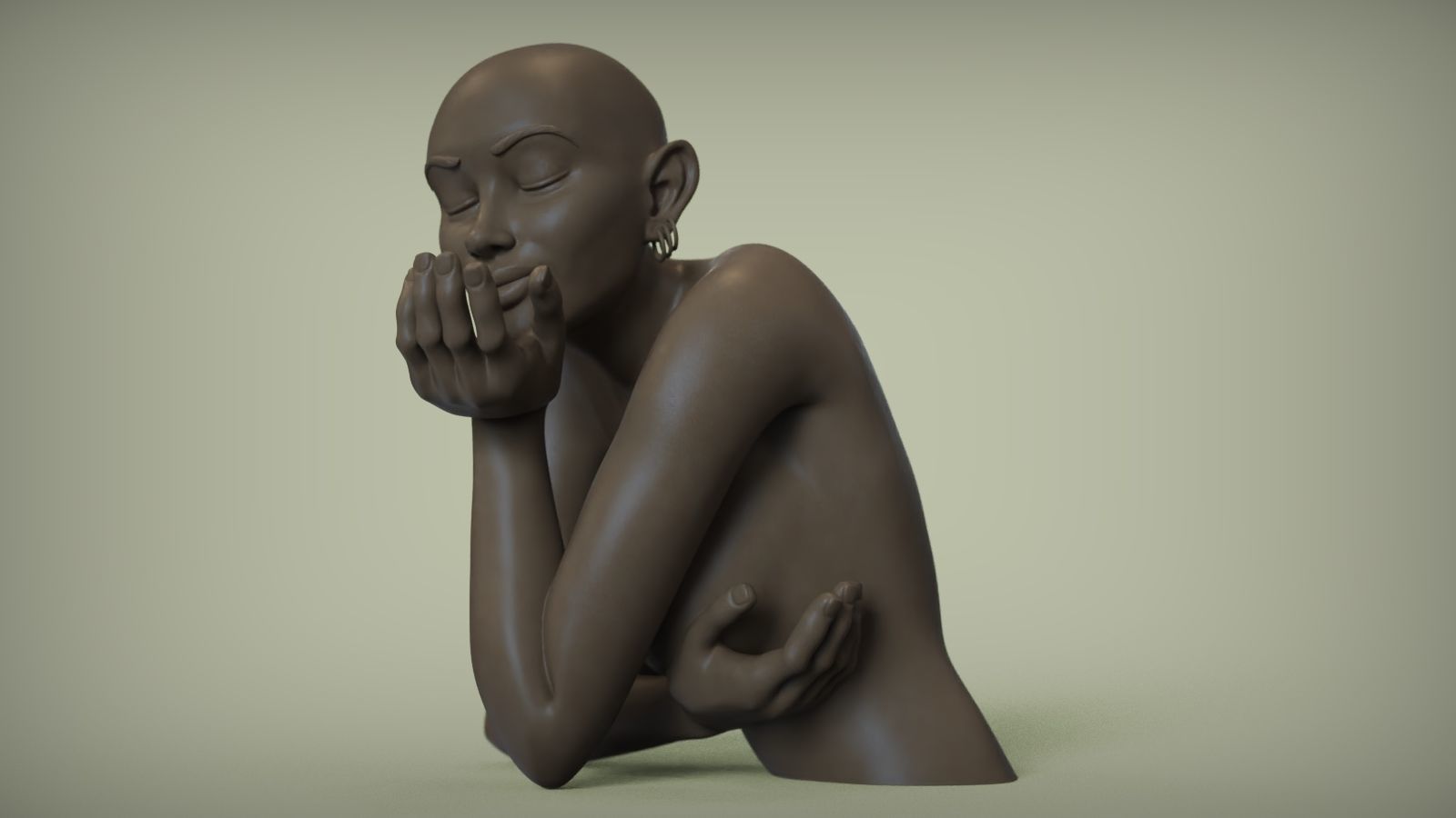 Woman Sculpture Necklace Display 3D print model_4