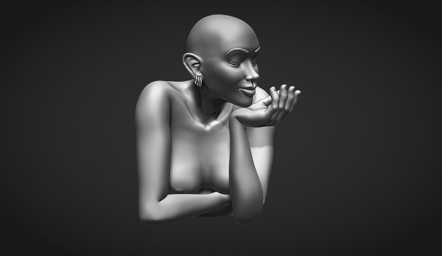 Woman Sculpture Necklace Display 3D print model_15