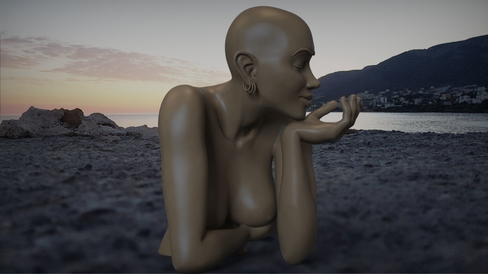 Woman Sculpture Necklace Display 3D print model_16