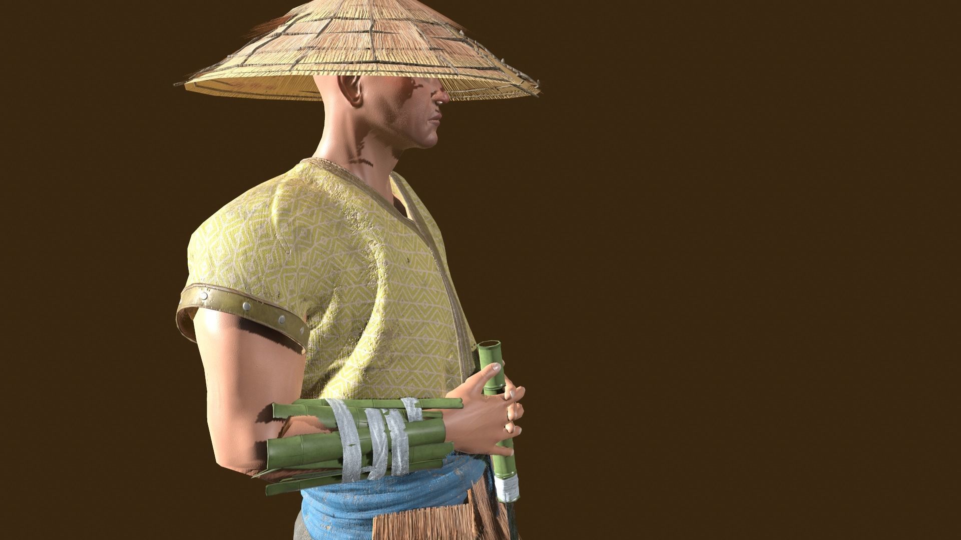 Samurai Peasant Low-poly 3D model_5