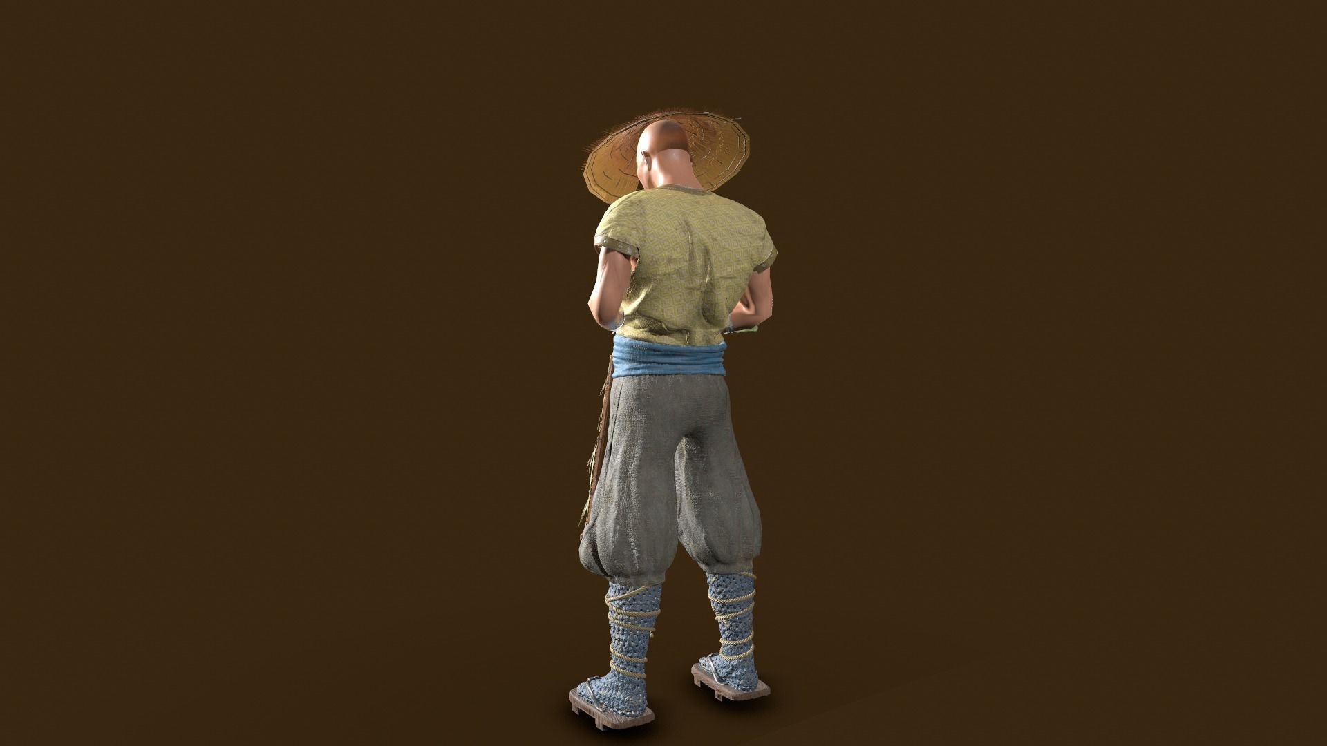 Samurai Peasant Low-poly 3D model_6