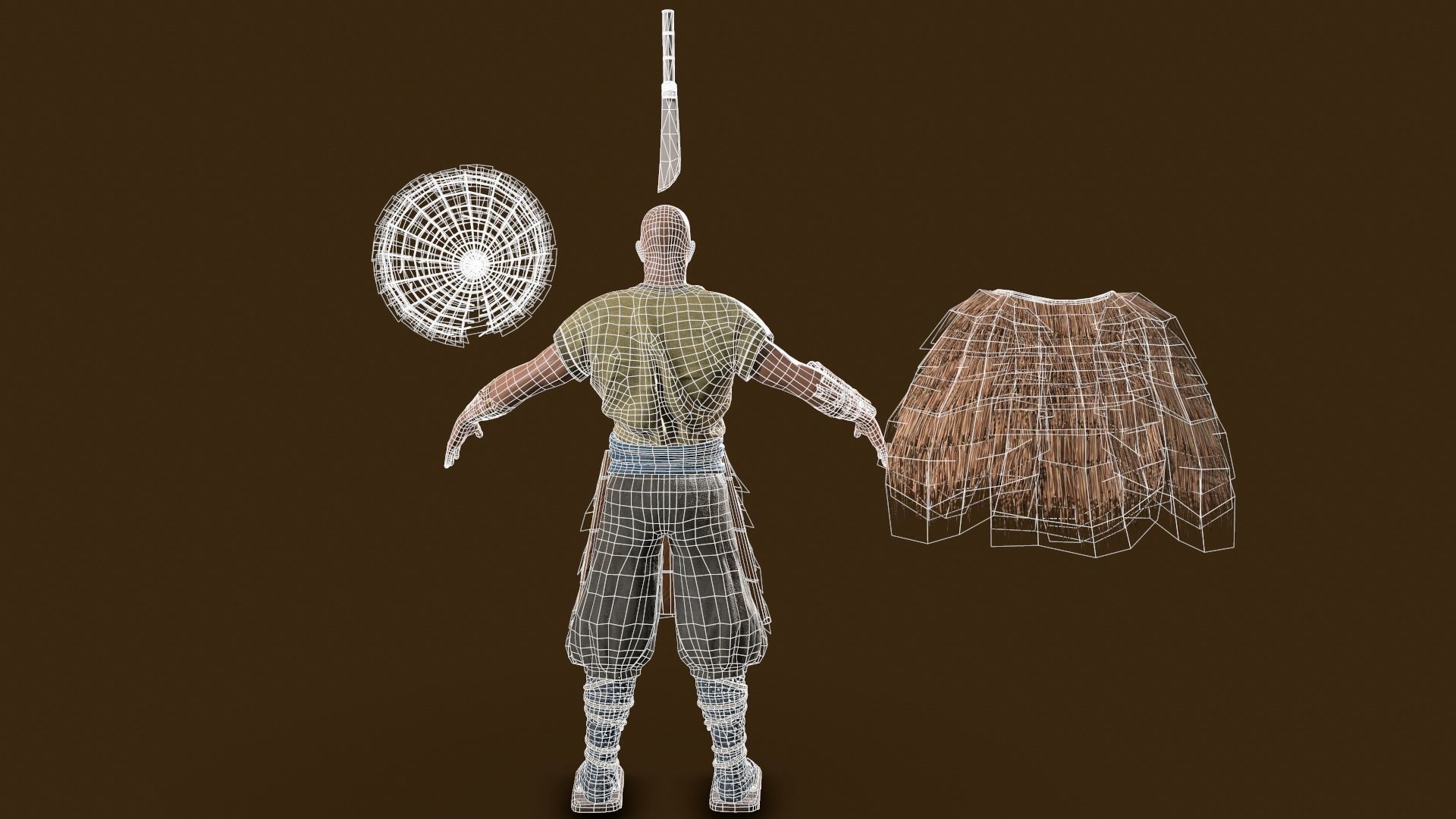 Samurai Peasant Low-poly 3D model_13