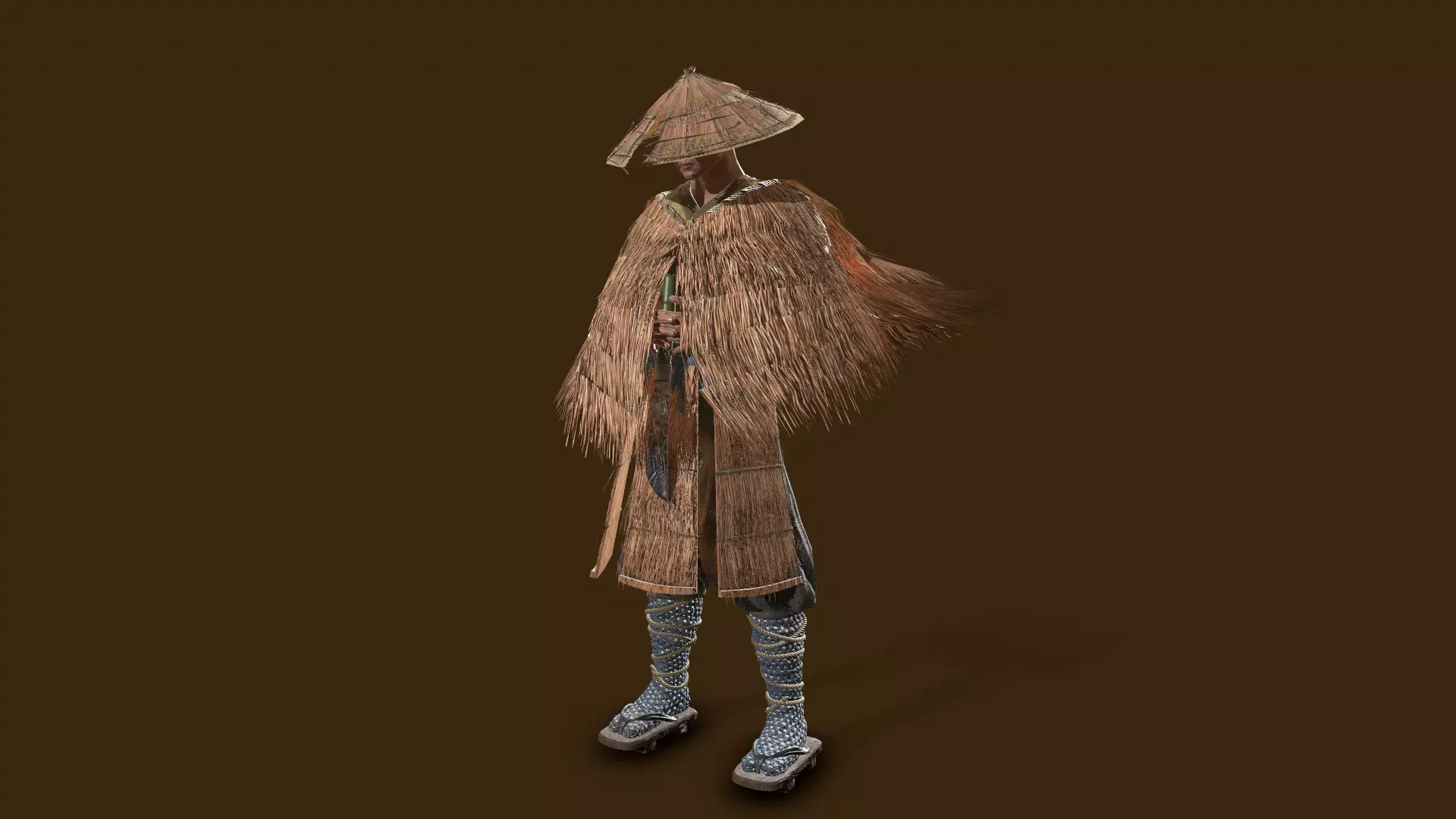 Samurai Peasant Low-poly 3D model_0