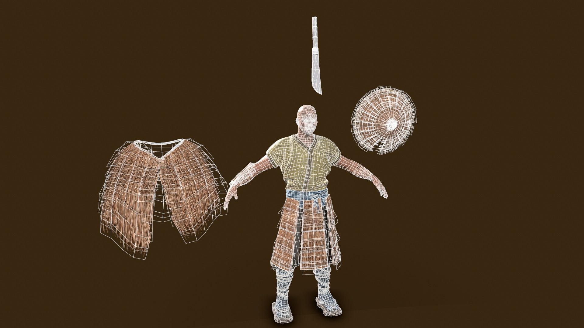 Samurai Peasant Low-poly 3D model_12