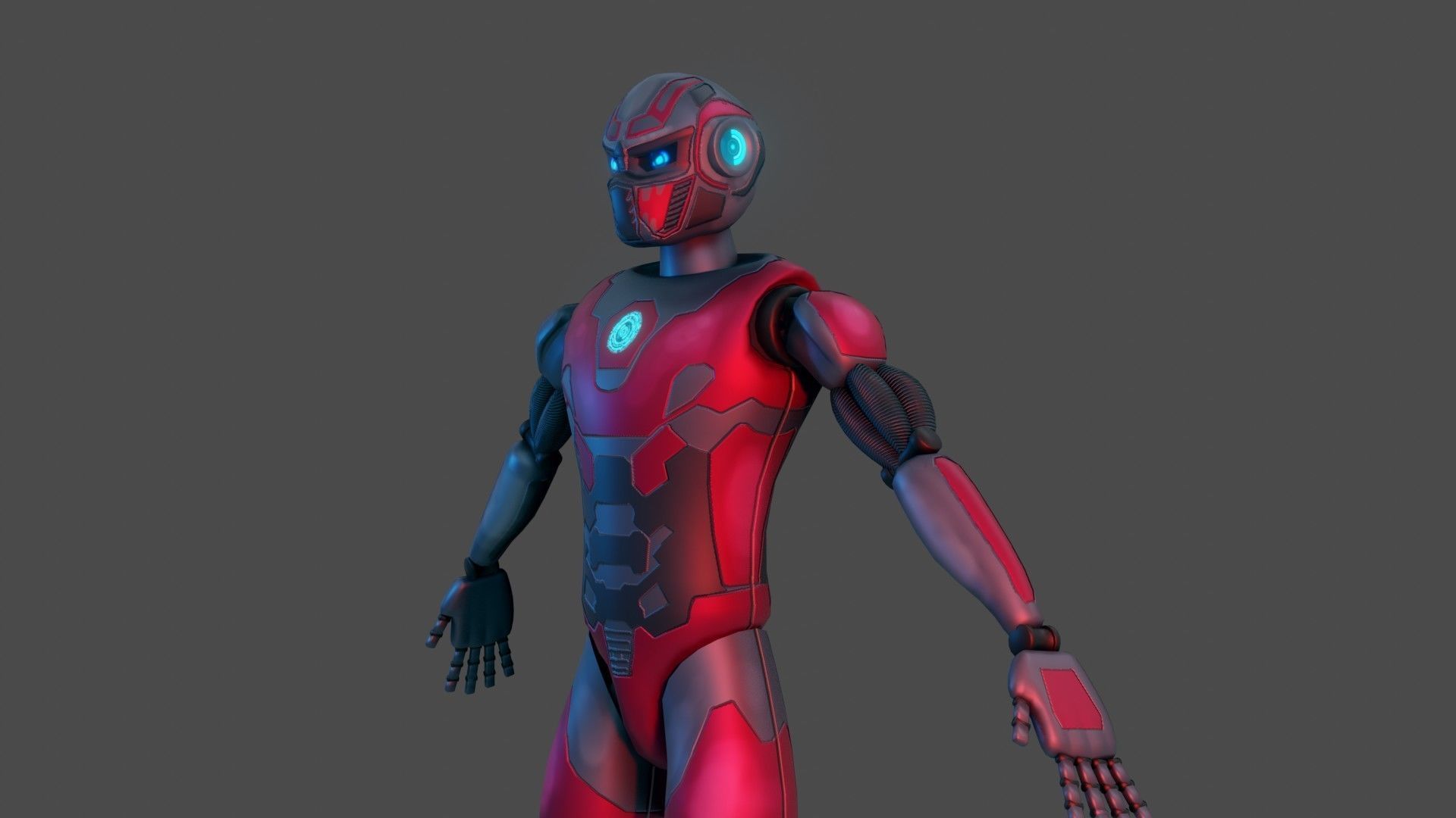 Sci-Fi Cyborg - Game Ready PBR Low-poly 3D model_8