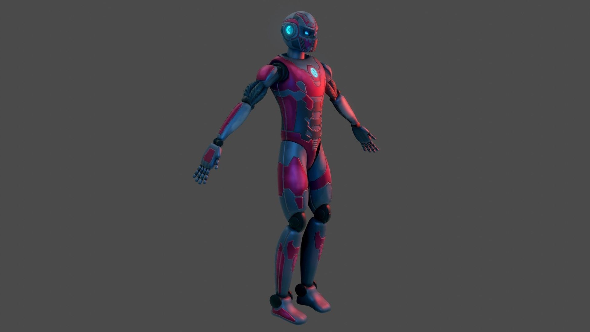 Sci-Fi Cyborg - Game Ready PBR Low-poly 3D model_6