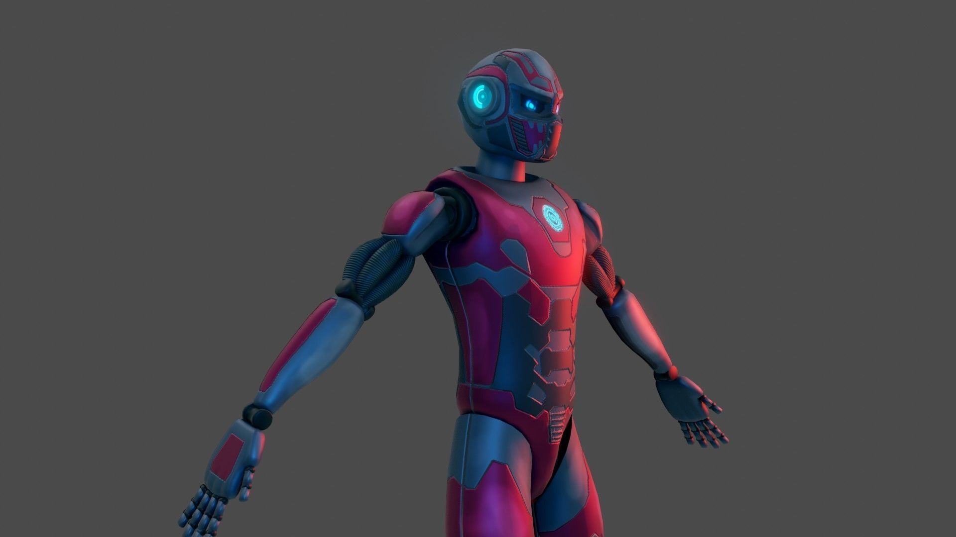 Sci-Fi Cyborg - Game Ready PBR Low-poly 3D model_9
