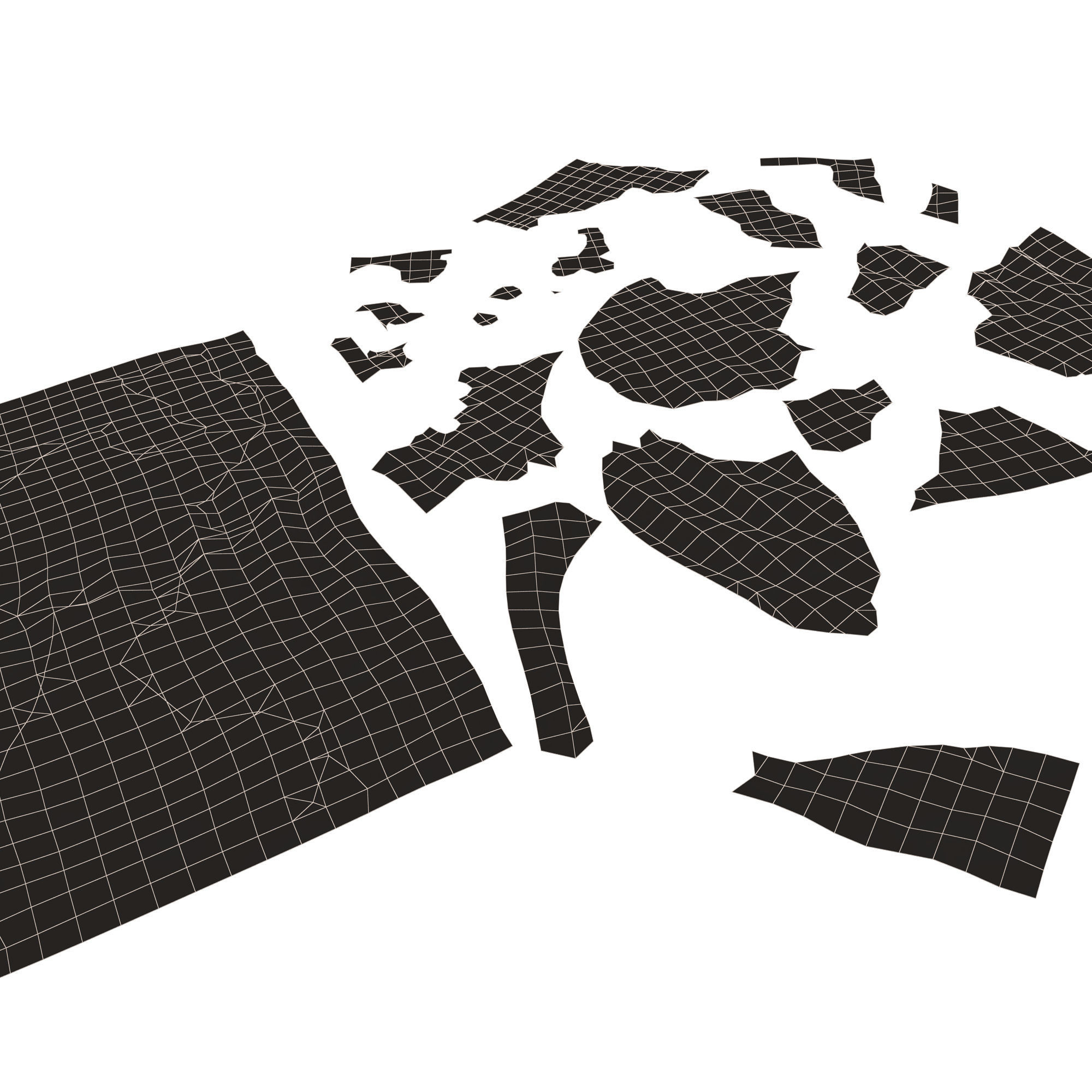 Torn Letter Pieces Low-poly 3D model_11