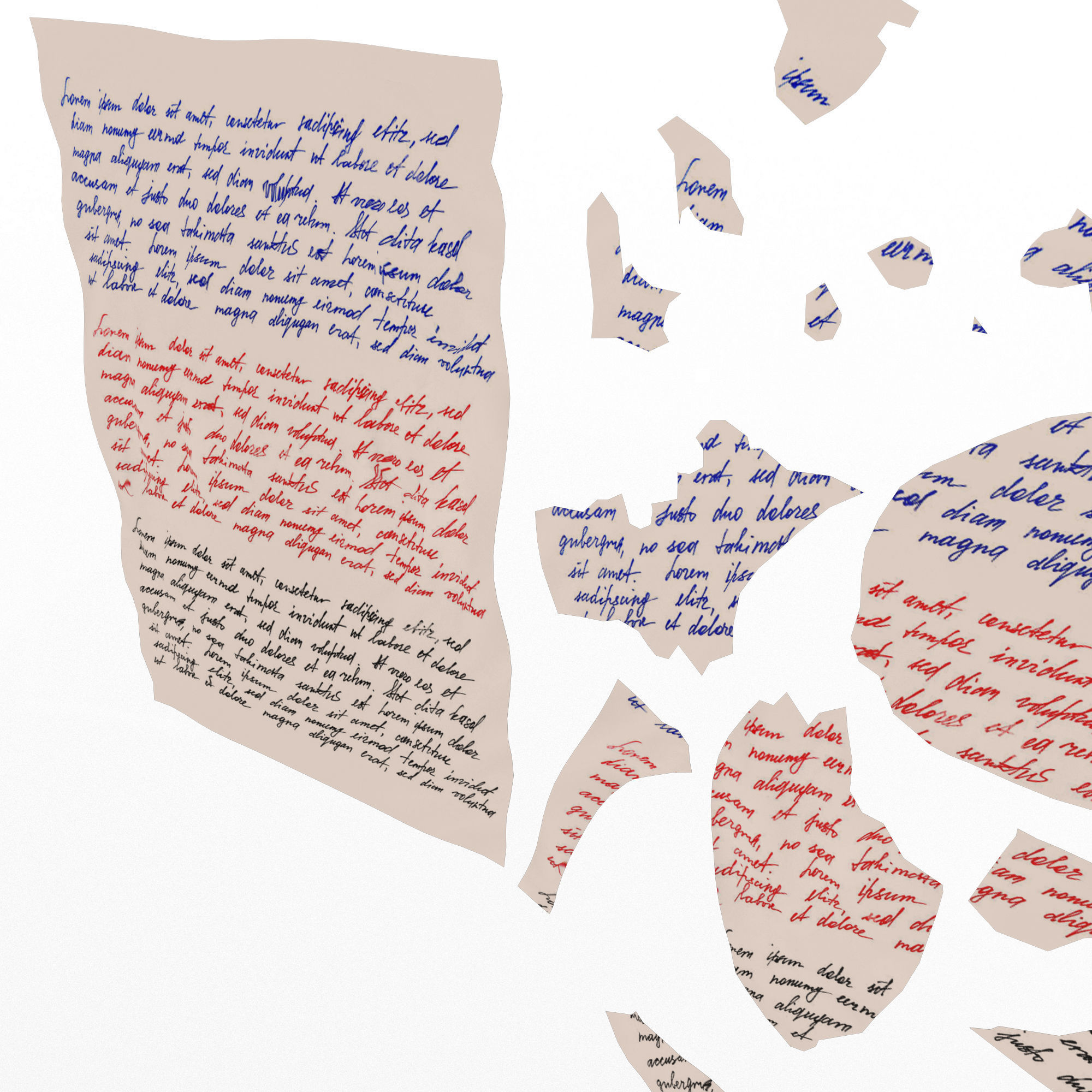 Torn Letter Pieces Low-poly 3D model_2