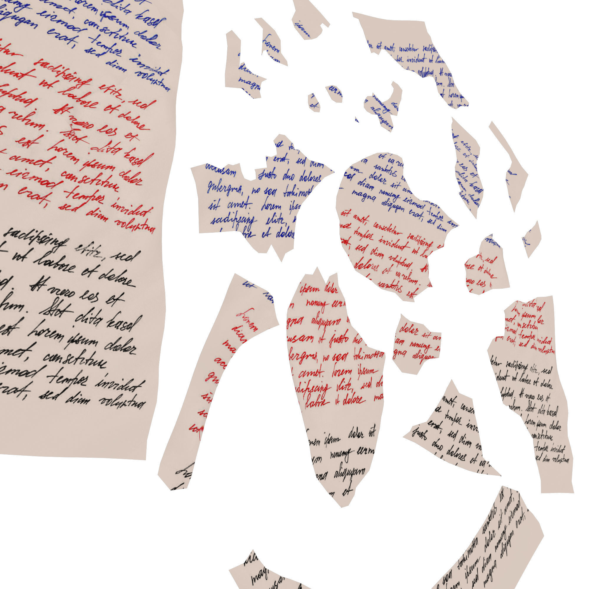 Torn Letter Pieces Low-poly 3D model_3