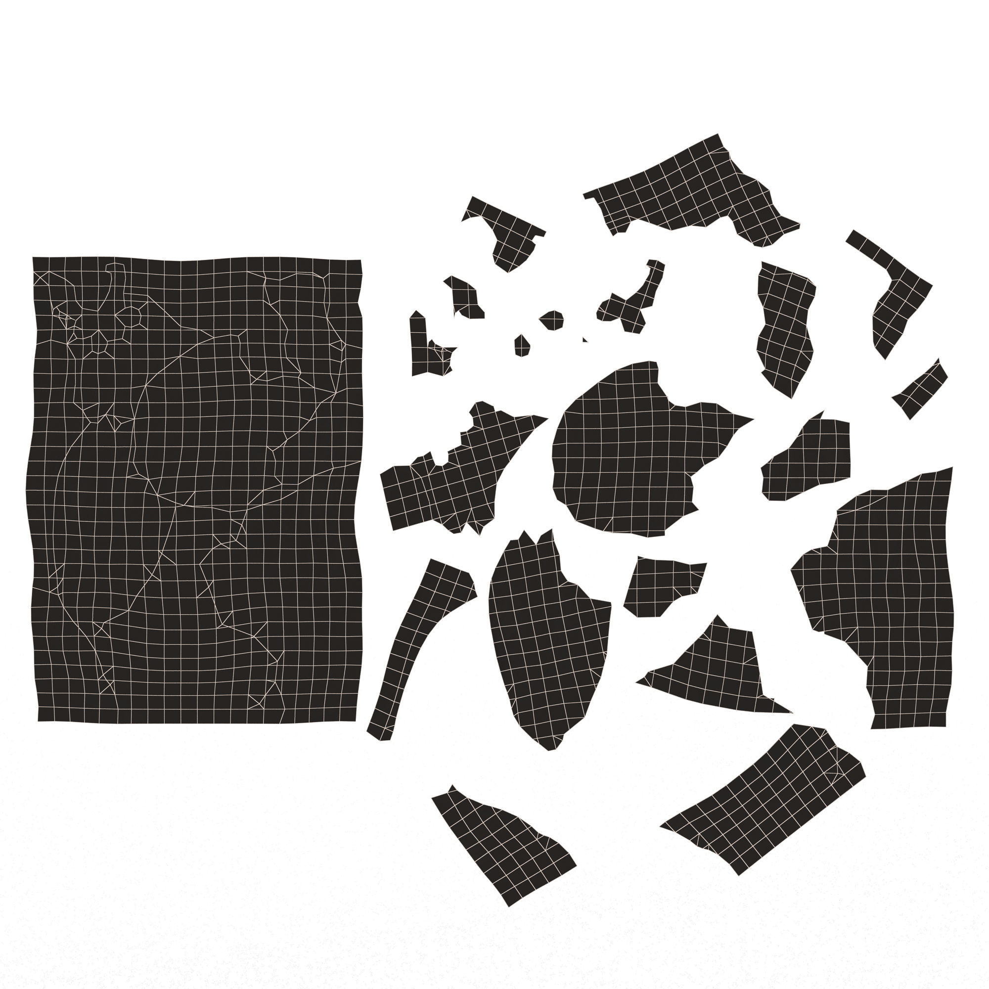 Torn Letter Pieces Low-poly 3D model_6
