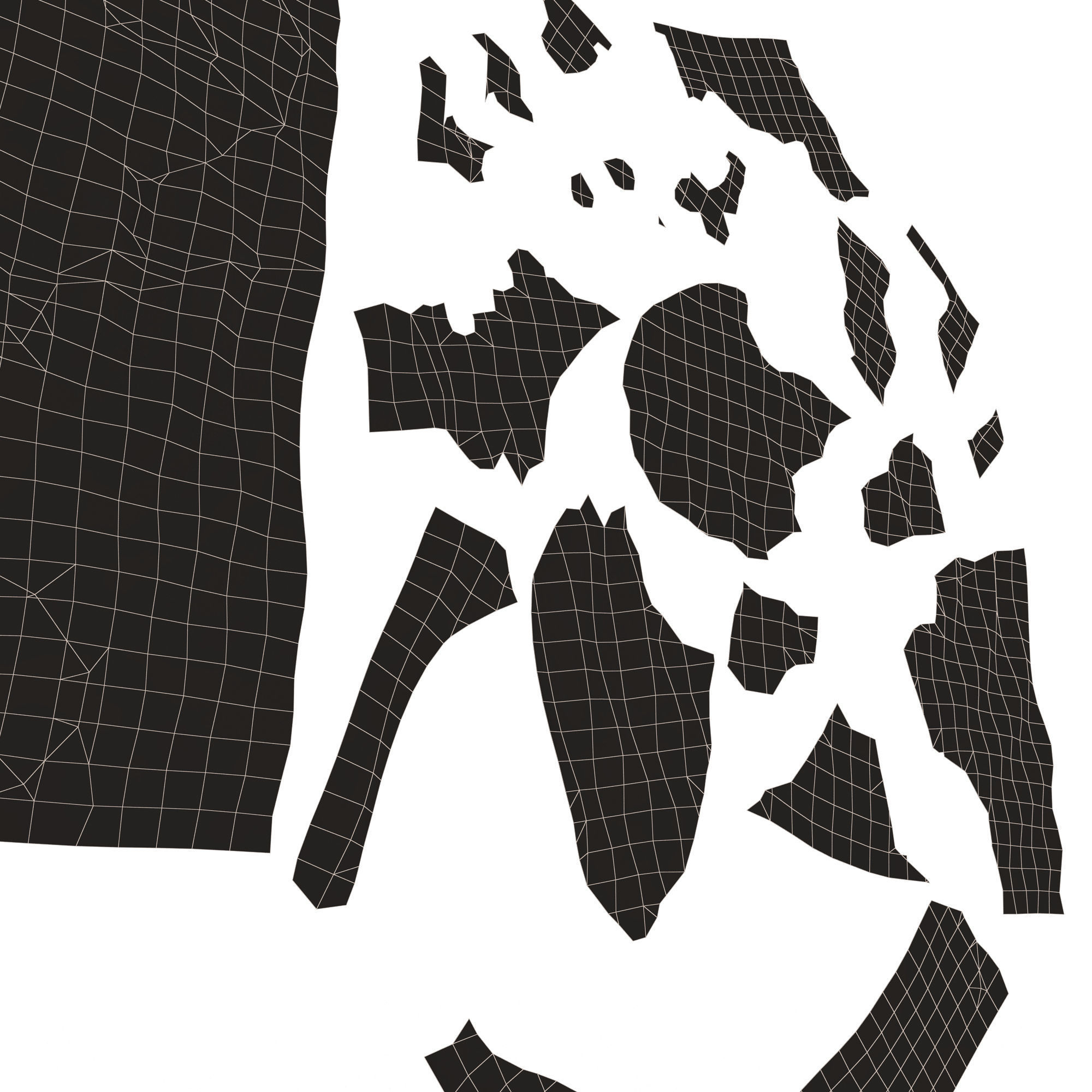 Torn Letter Pieces Low-poly 3D model_9