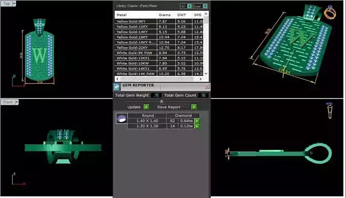 Latter W Pendant 3d Model