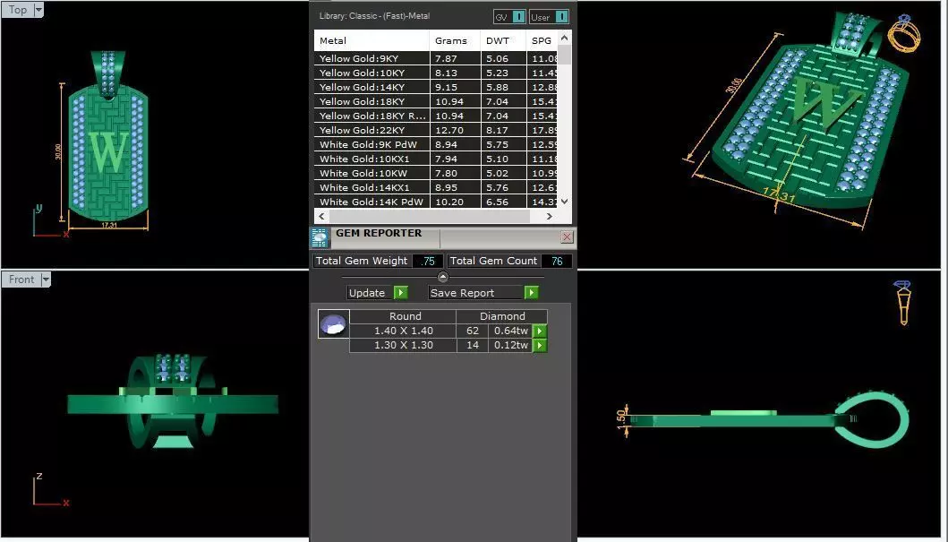 Latter W Pendant 3d Model 3D print model_0
