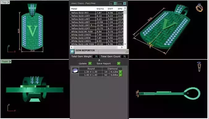 Latter V Pendant 3d Model