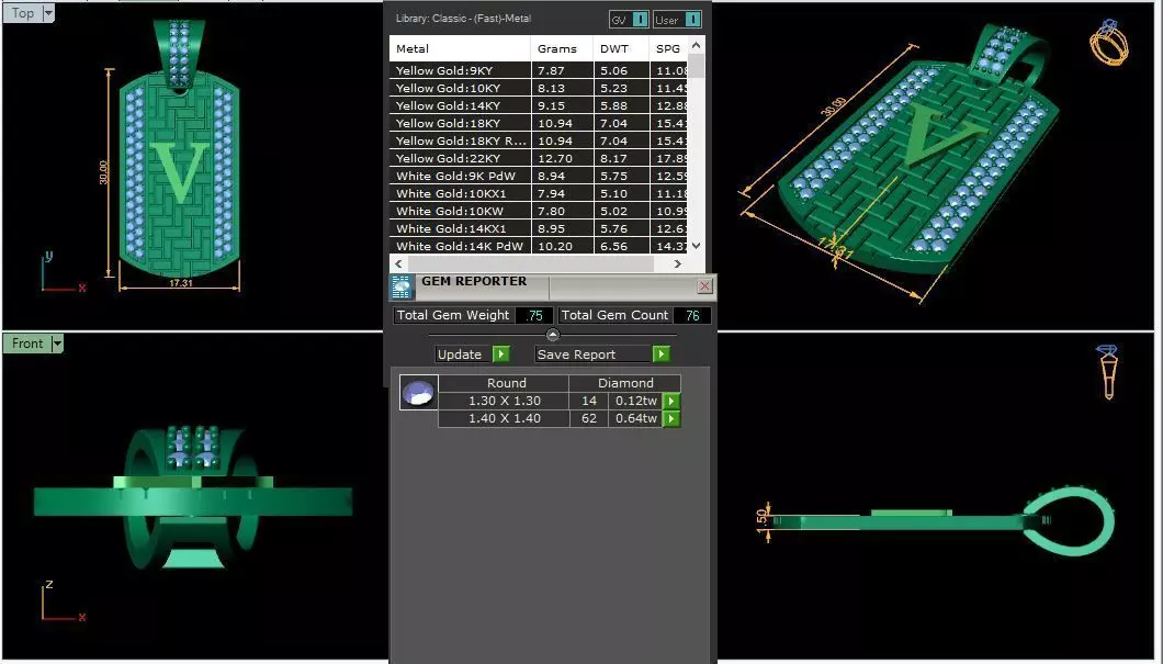 Latter V Pendant 3d Model 3D print model_0