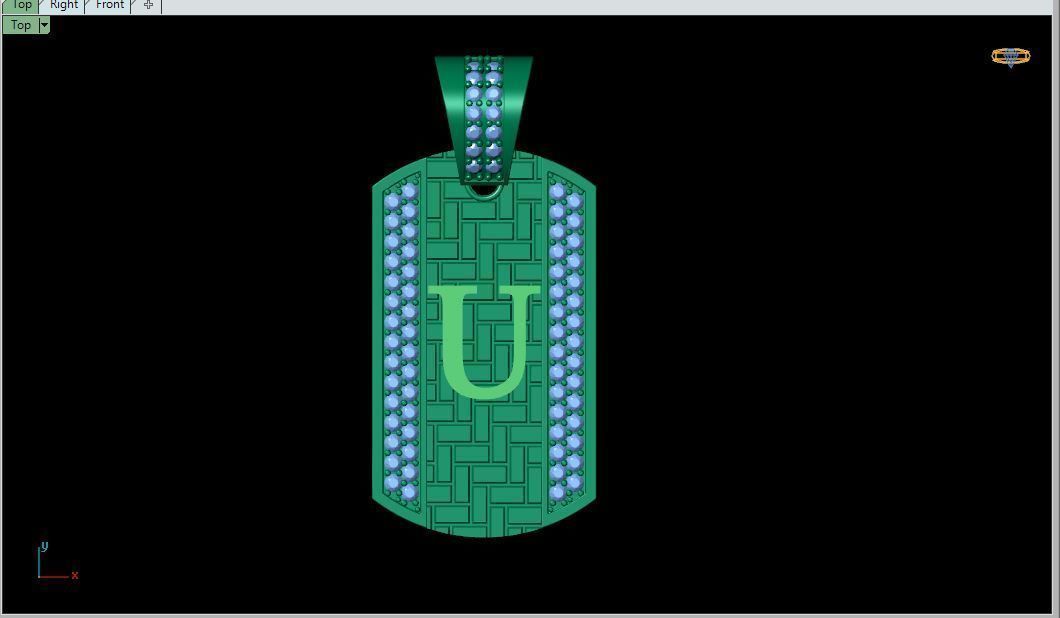 Latter U Diamond Pendant 3d Model 3D print model_1