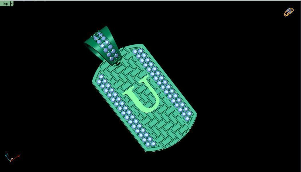 Latter U Diamond Pendant 3d Model 3D print model_4
