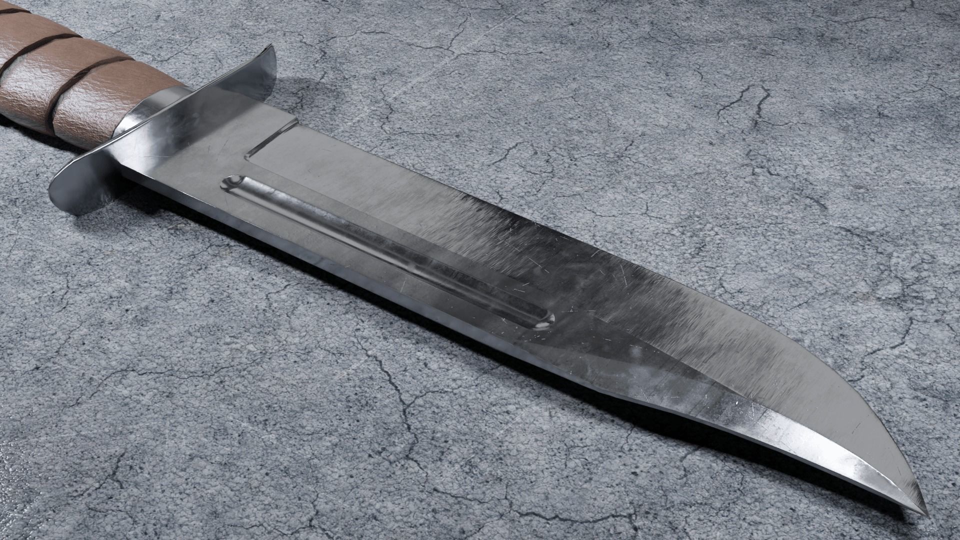 Damascus Kabar Knife Low-poly 3D model_1