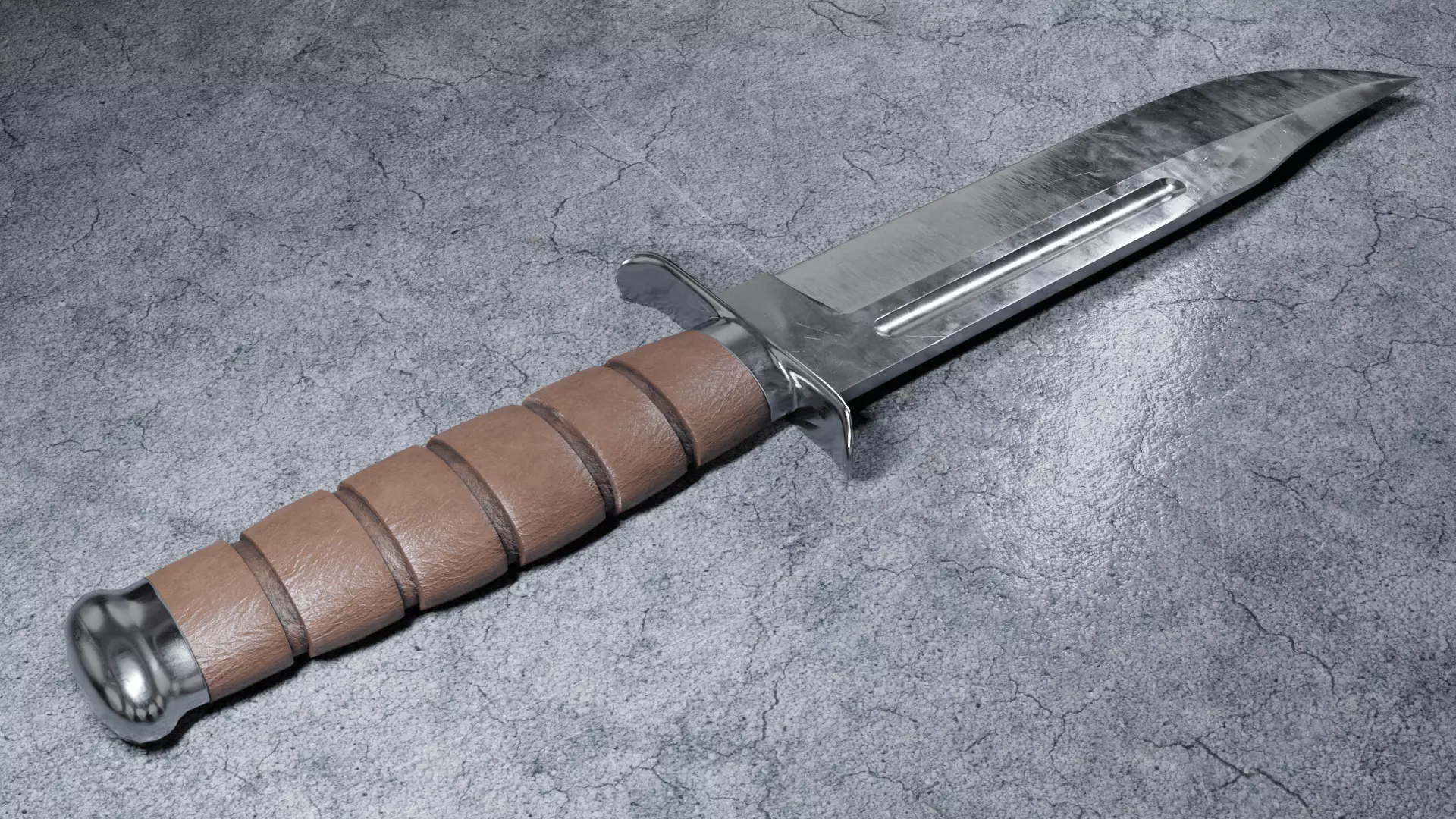 Damascus Kabar Knife Low-poly 3D model_0