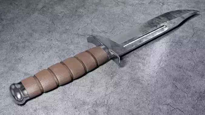 Damascus Kabar Knife Low-poly 3D model