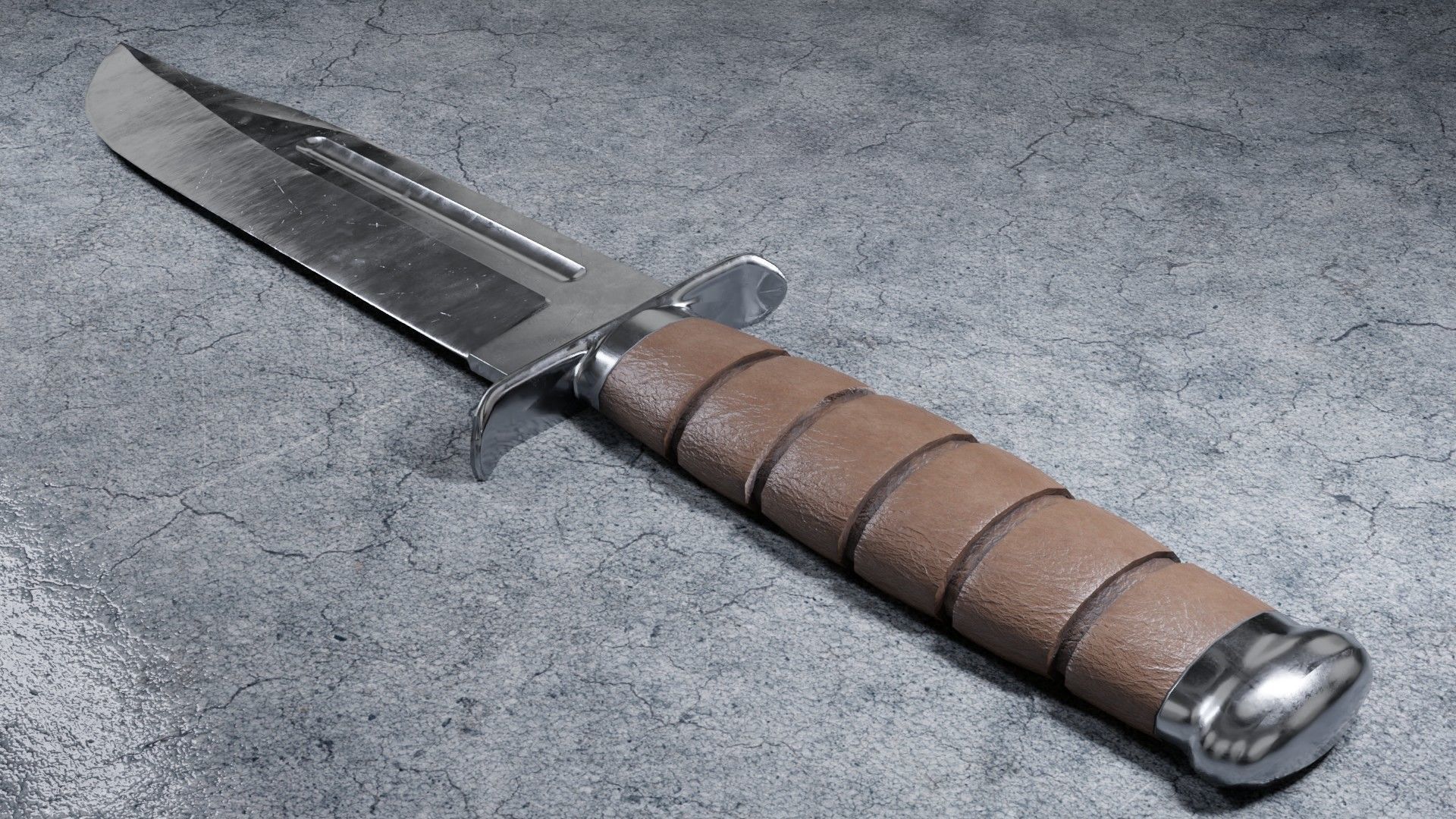 Damascus Kabar Knife Low-poly 3D model_2