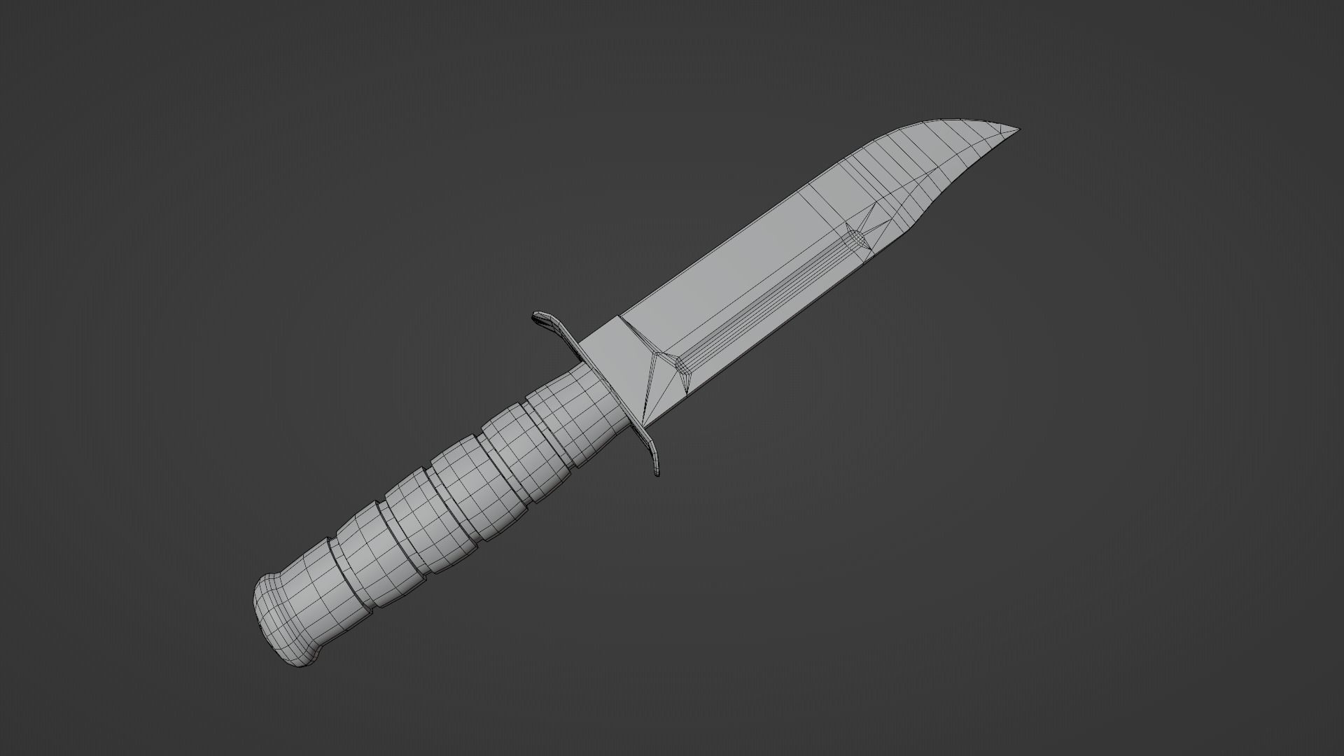 Damascus Kabar Knife Low-poly 3D model_5