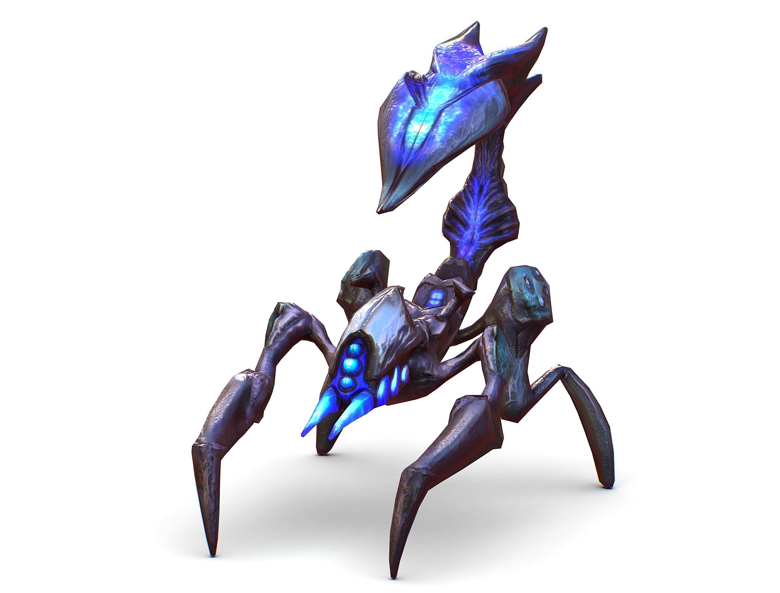 Blue alien UFO mutant scorpion Low-poly 3D model_4