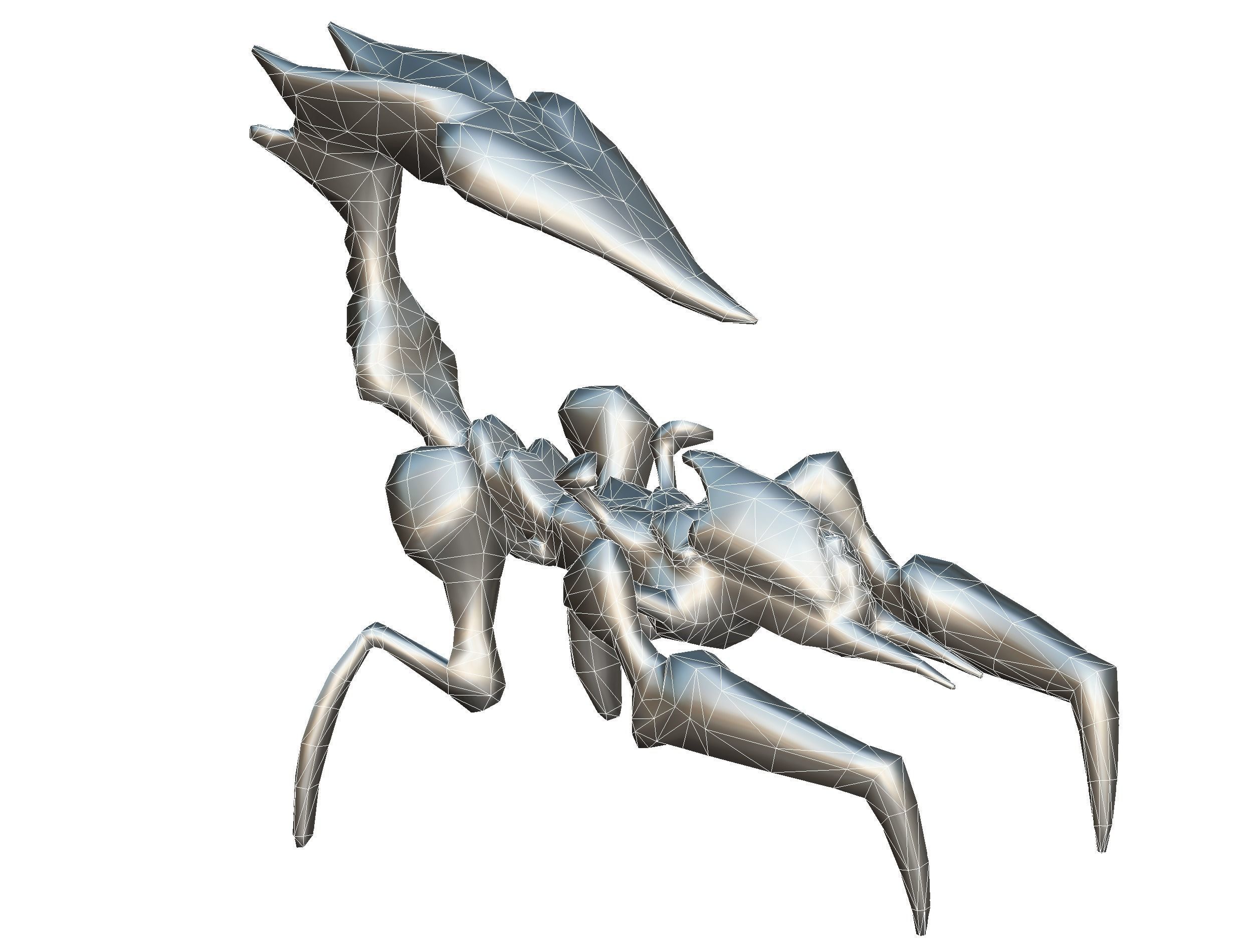 Blue alien UFO mutant scorpion Low-poly 3D model_20