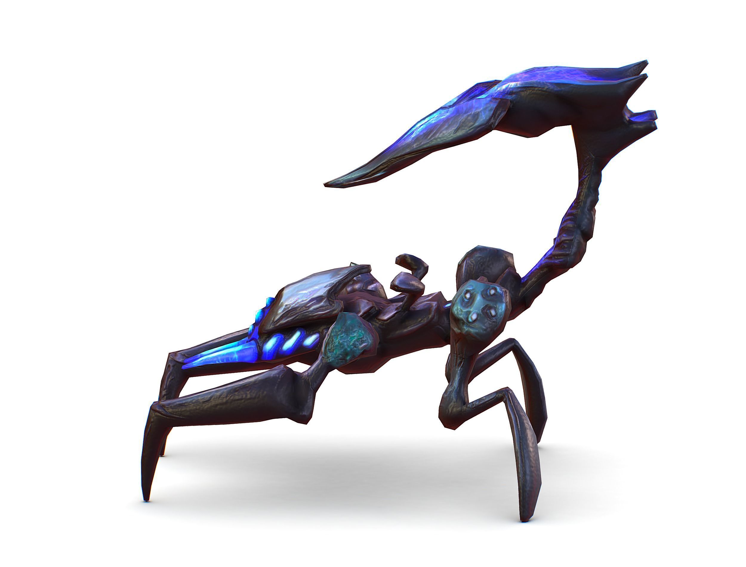 Blue alien UFO mutant scorpion Low-poly 3D model_6