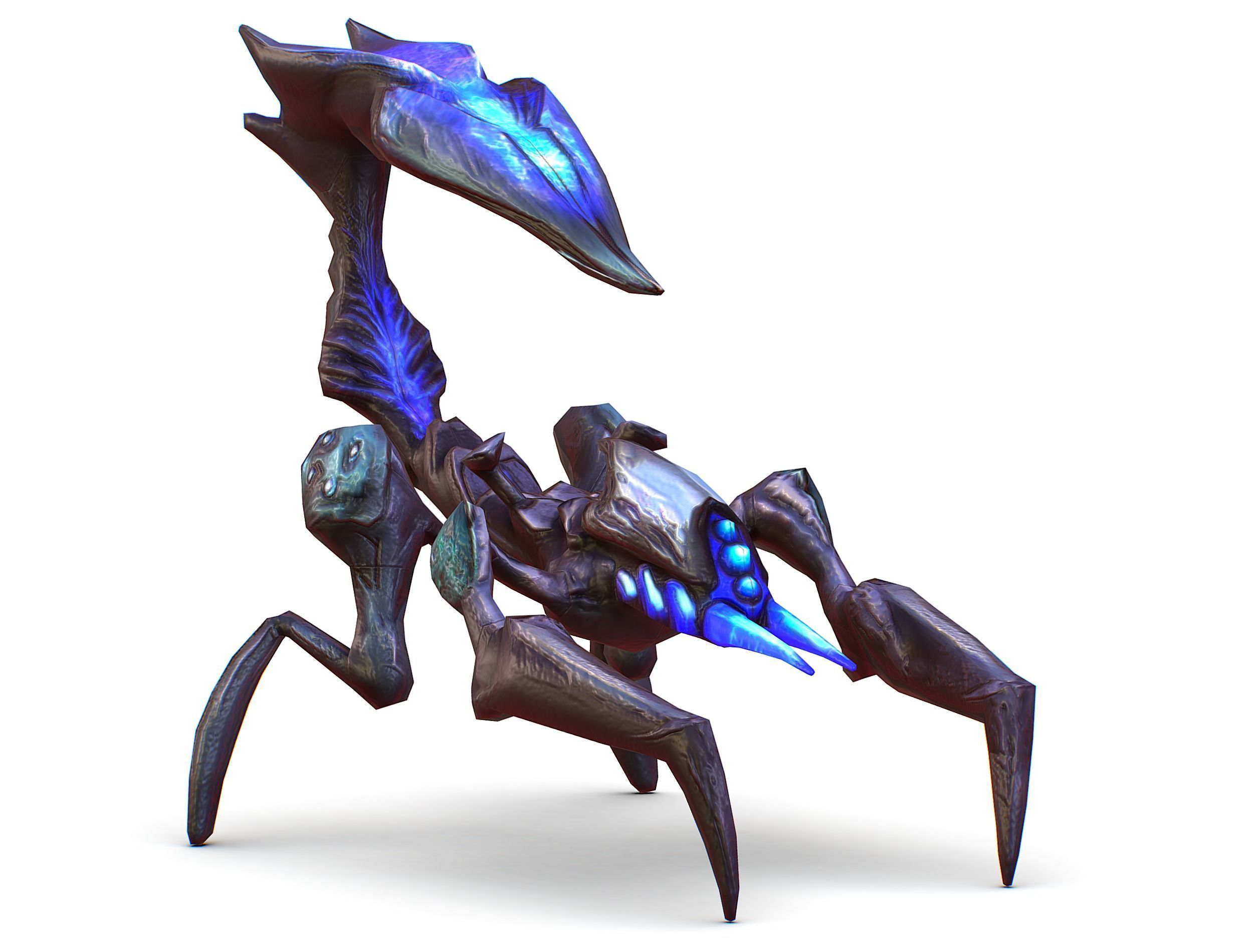 Blue alien UFO mutant scorpion Low-poly 3D model_13