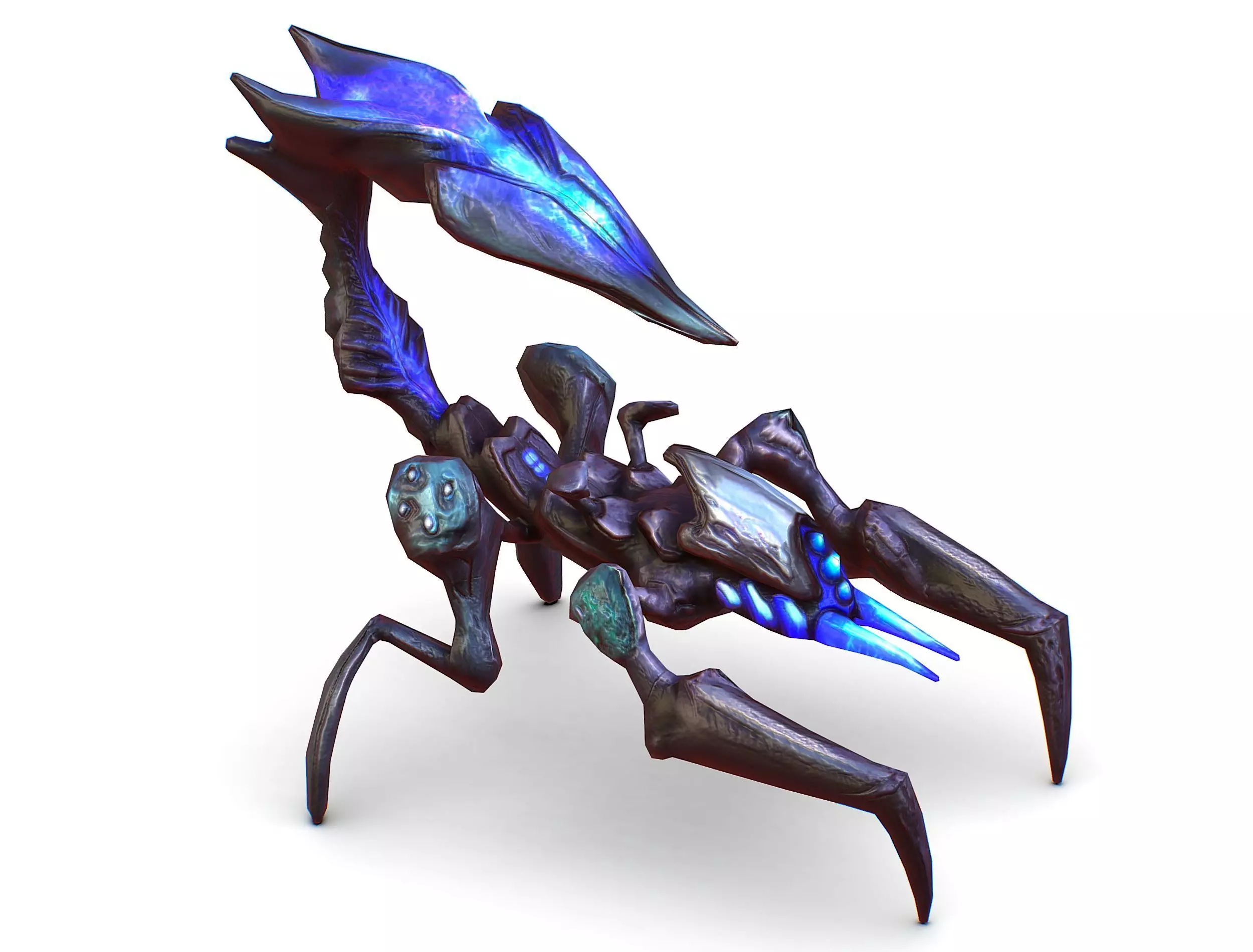 Blue alien UFO mutant scorpion Low-poly 3D model_0