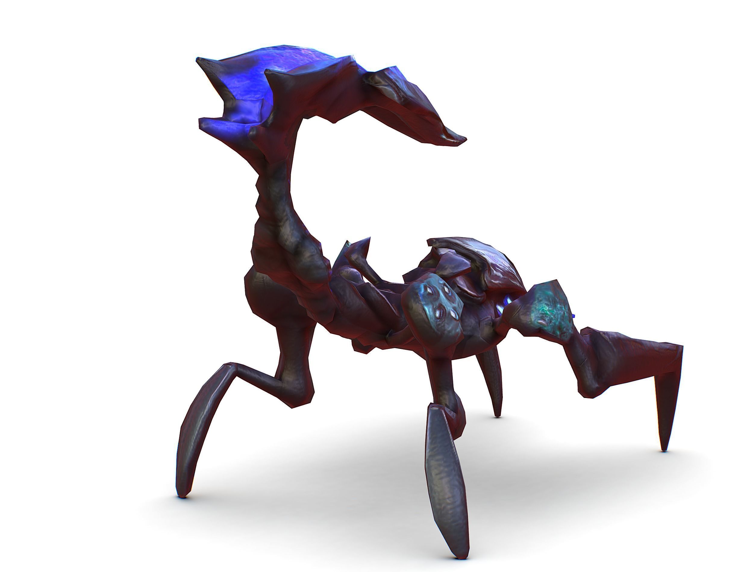 Blue alien UFO mutant scorpion Low-poly 3D model_10