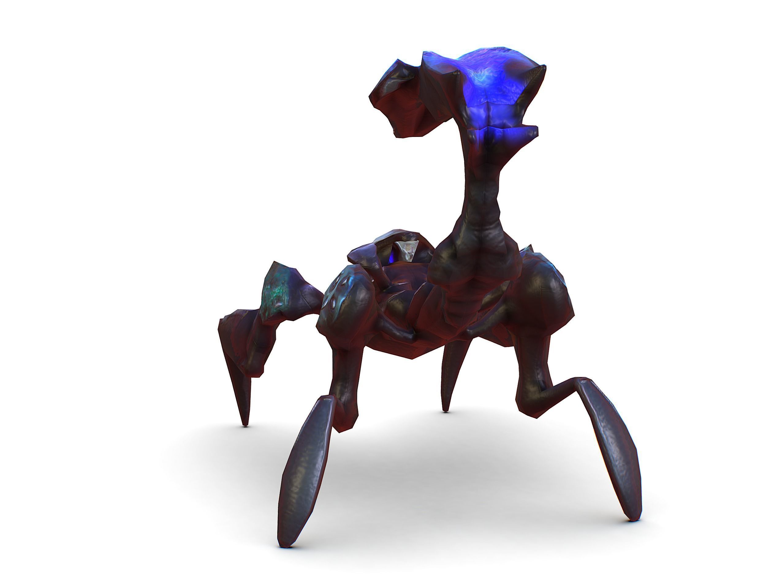 Blue alien UFO mutant scorpion Low-poly 3D model_8