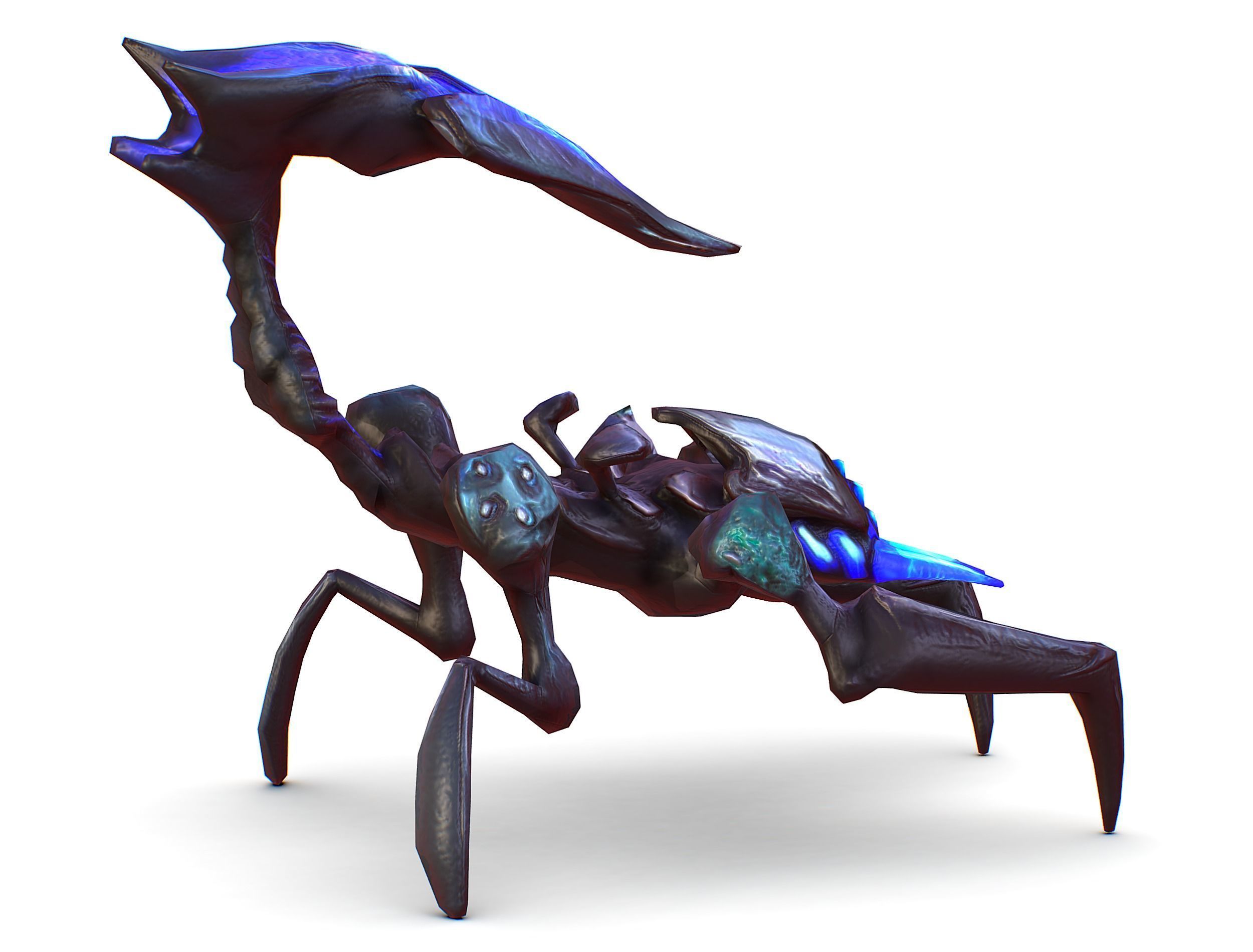 Blue alien UFO mutant scorpion Low-poly 3D model_11