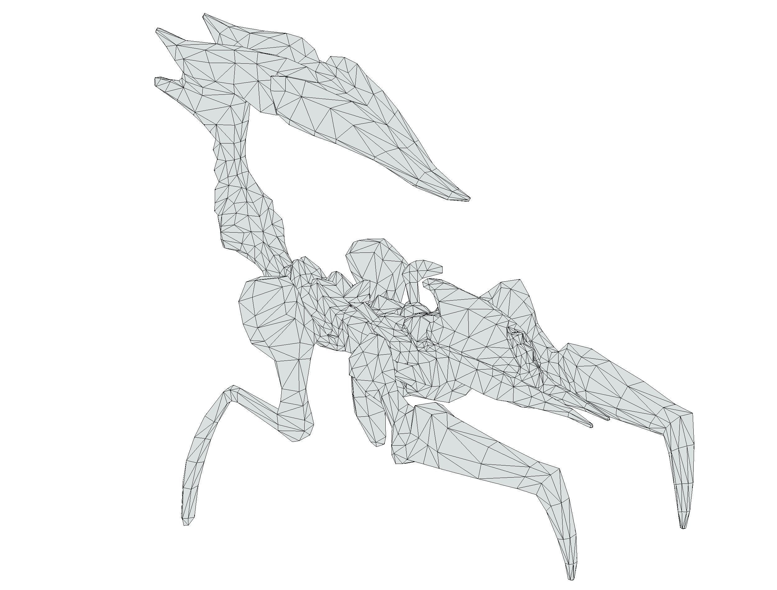 Blue alien UFO mutant scorpion Low-poly 3D model_22