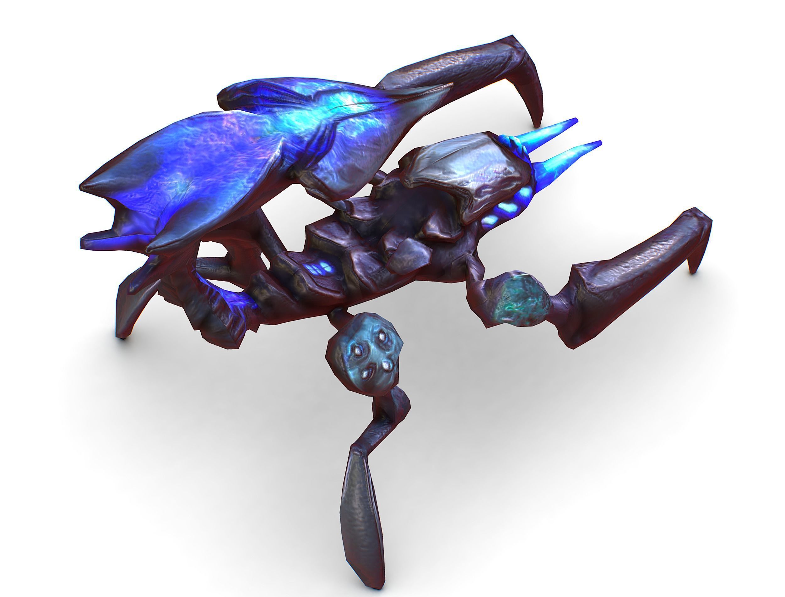 Blue alien UFO mutant scorpion Low-poly 3D model_18