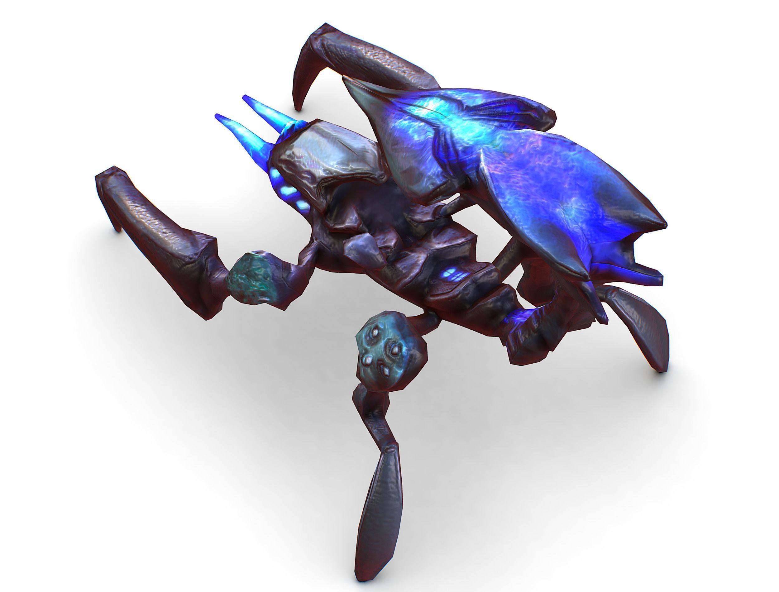 Blue alien UFO mutant scorpion Low-poly 3D model_17