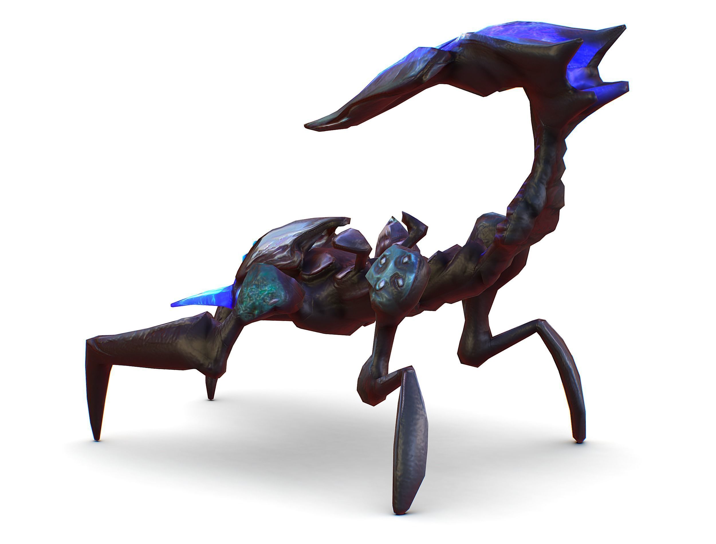 Blue alien UFO mutant scorpion Low-poly 3D model_7