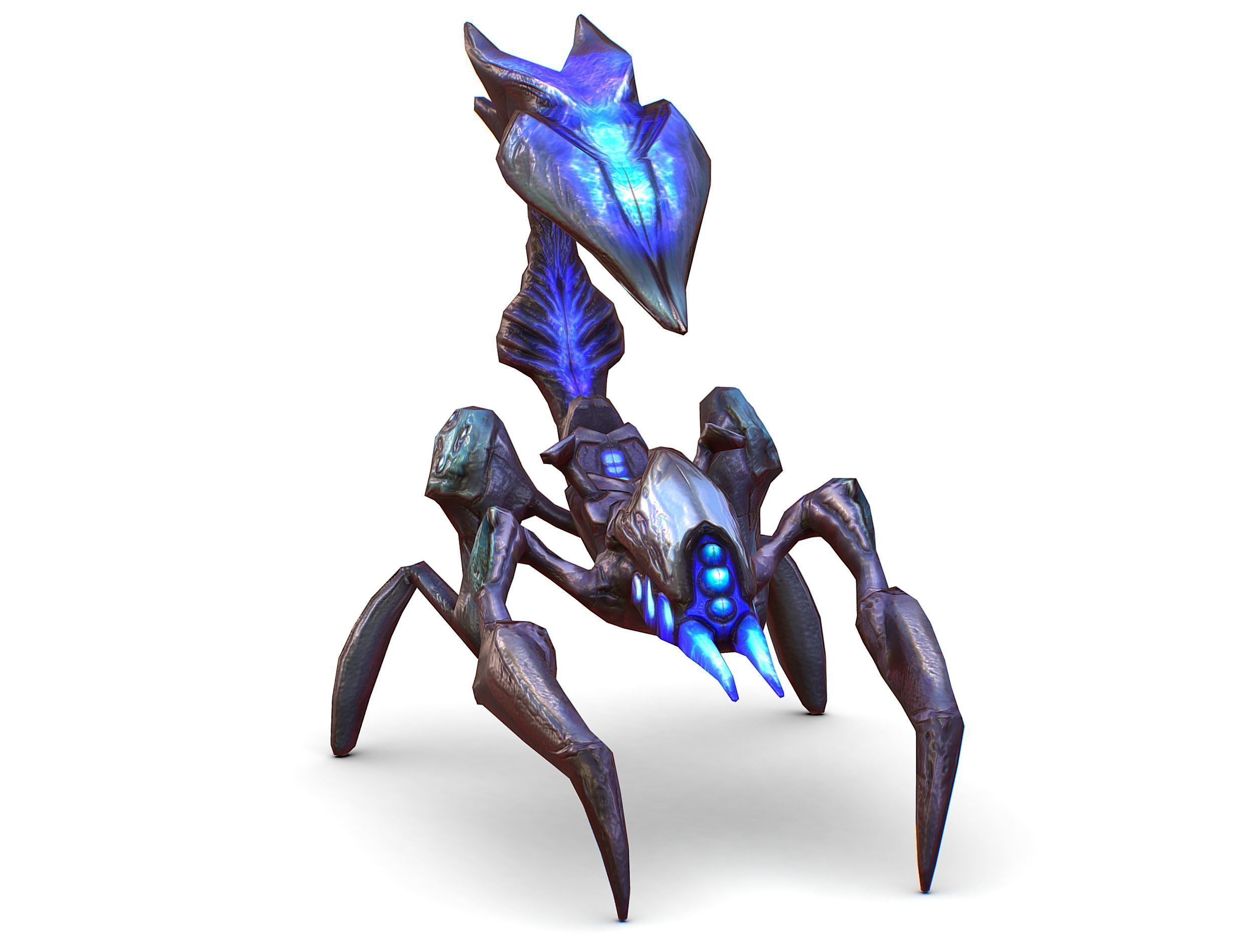 Blue alien UFO mutant scorpion Low-poly 3D model_2