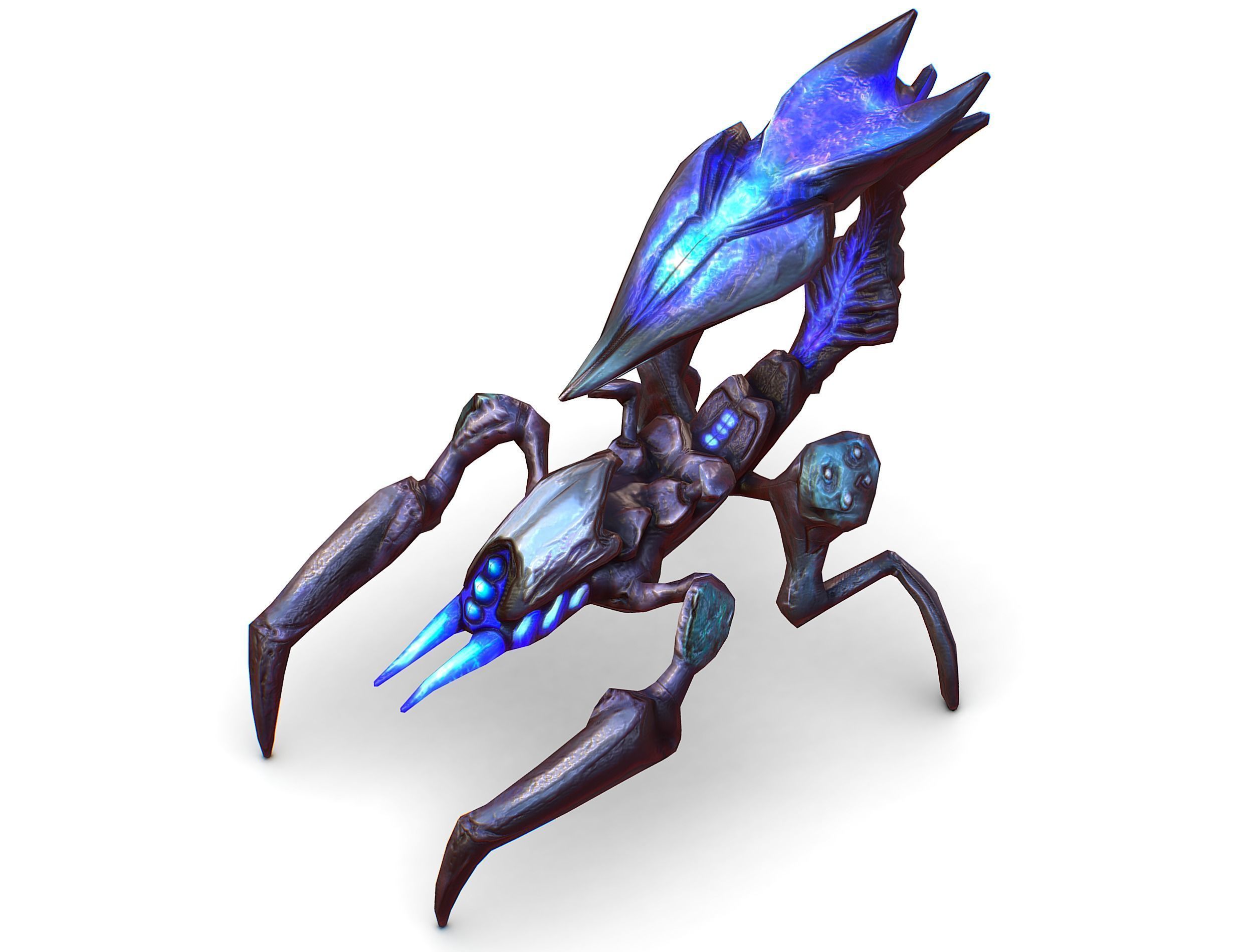 Blue alien UFO mutant scorpion Low-poly 3D model_16