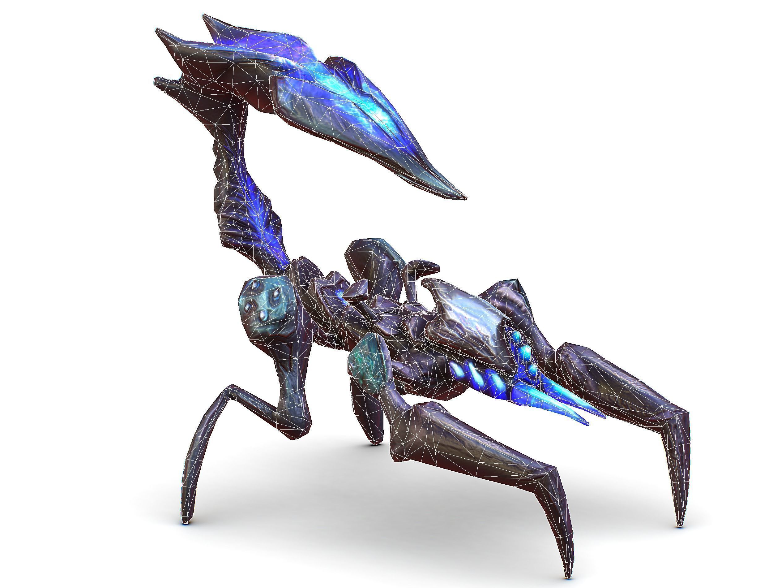 Blue alien UFO mutant scorpion Low-poly 3D model_19