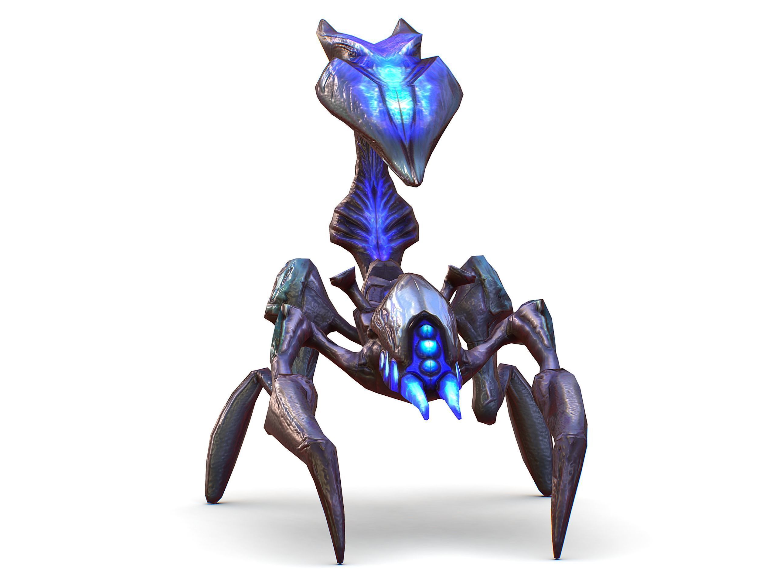 Blue alien UFO mutant scorpion Low-poly 3D model_14