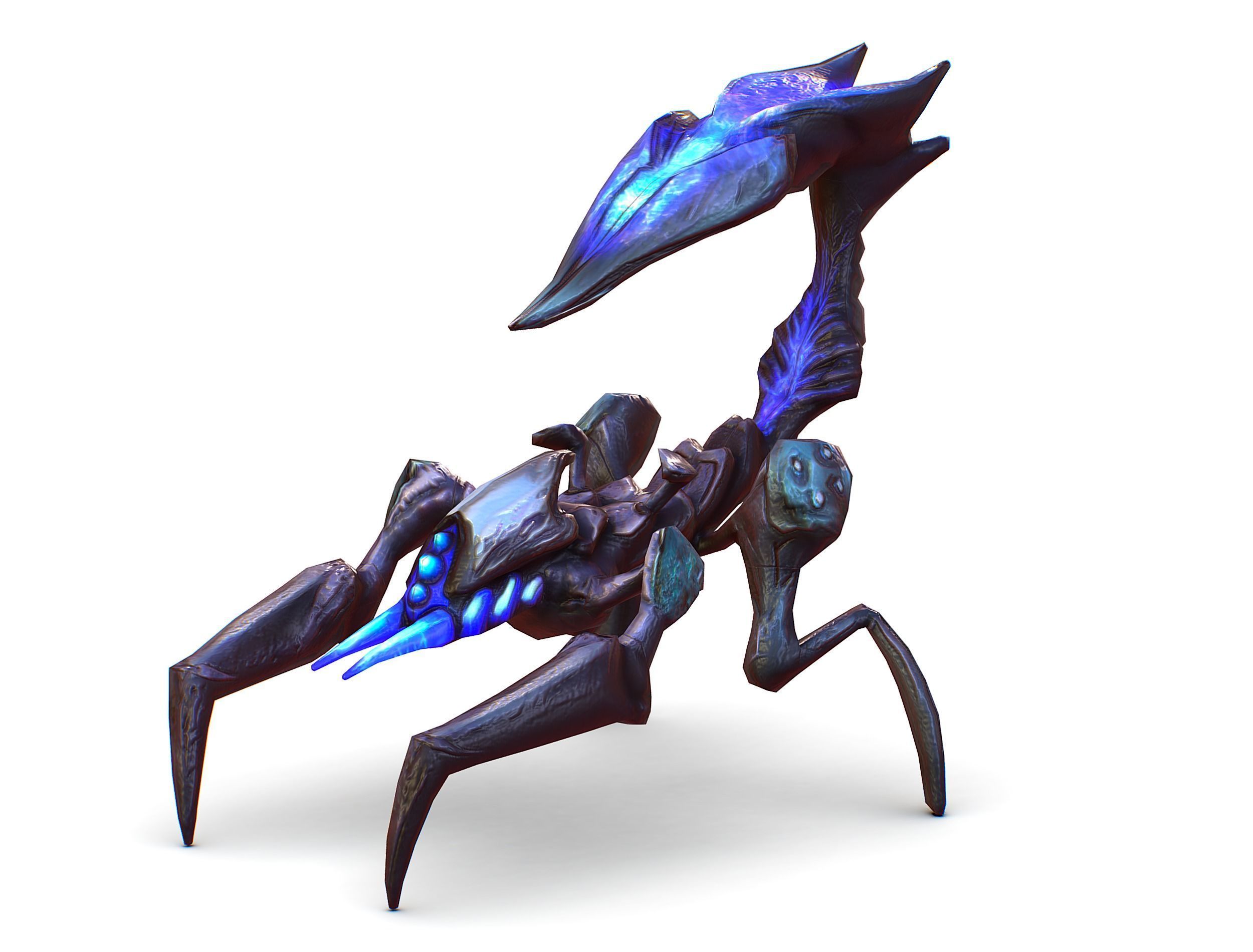 Blue alien UFO mutant scorpion Low-poly 3D model_5